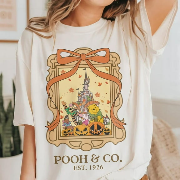 Retro Coquette Bow Winnie The Pooh Halloween Shirt, Pooh & Co Est 1926 Shirt, Pooh and Friends Halloween Shirt, Pooh Pumkin Shirt