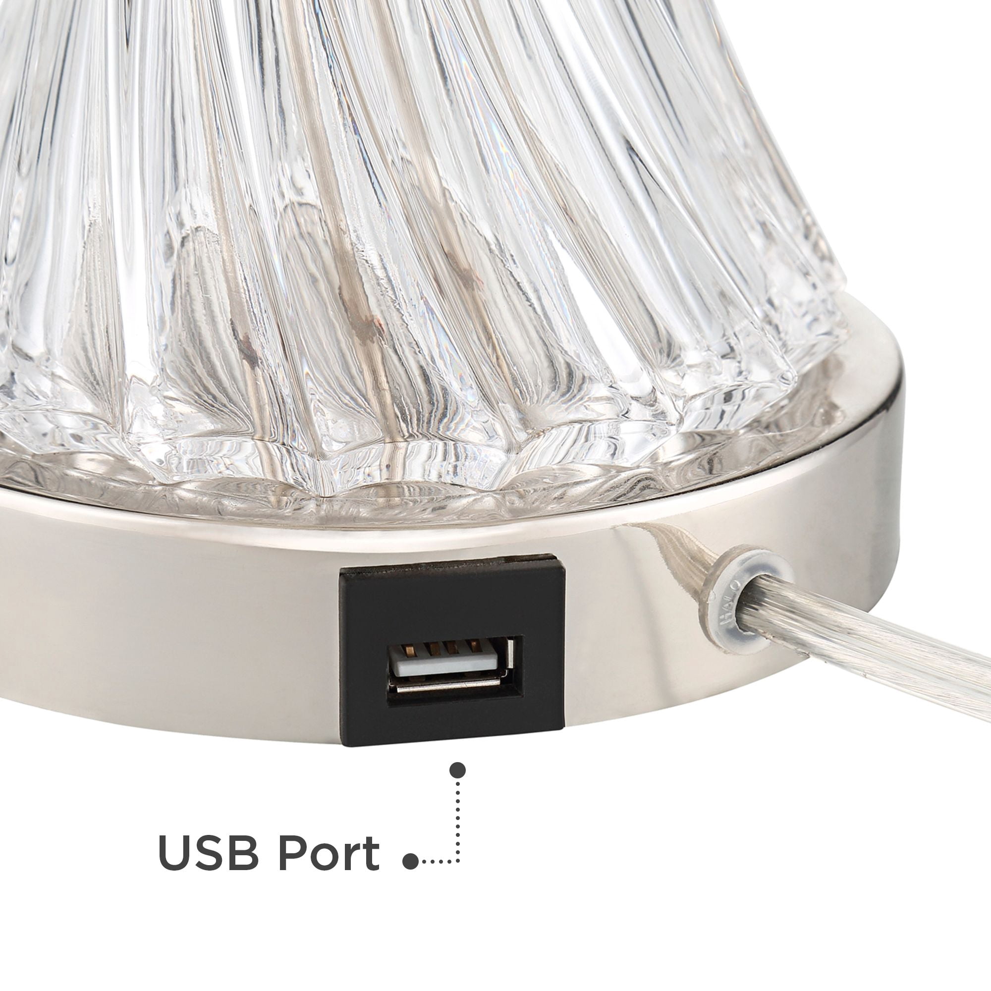 Regency Hill Luca Modern Table Lamps 25 1/2" High Set of 2 Twisted Glass with USB Charging Port White Drum Shade for Bedroom Living Room Office Desk