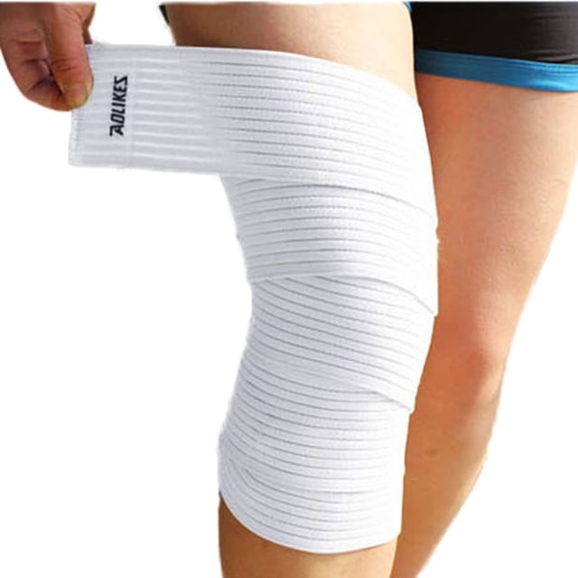 Rodillera elástica soporte envoltura vendaje de compresión cinturón deportivo,White,One Size