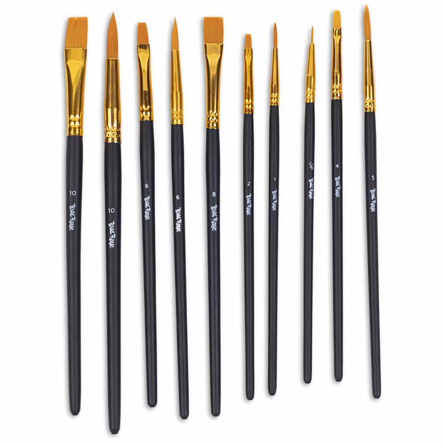 Brea Reese: Brush Set: Value Pack - 10pc - Gold Taklon Bristles, Storage Pouch, Perfect for Watercolor & Acrylic Paints, Adult Art Supplies