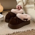 thumbnail image 3 of ZELANDWomen's Ins-Style Plush Loafer Slippers - Cute Bow-Knot Faux Fur Mules, Winter Warm Fleece-Lined Slip-on Cotton Shoes with Platform Sole for Indoor & Outdoor Comfort, 3 of 8