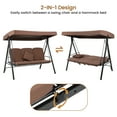 thumbnail image 4 of COZONY 3 Seat Outdoor Porch Swing, Patio Swing Chair and Canopy, Retractable Hammock With Adjustable Awning，Removable Cushions, For Balconies, Backyards, Terraces, Gardens and Poolsides, Brown, 4 of 10