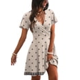thumbnail image 2 of Casual Dresses for Women Summer Floral Short Sleeve Wrap V Neck A-Line Midi Casual Vacation Dresses 2026, 2 of 5