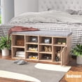 thumbnail image 3 of Shoe Storage Bench, Entryway Bench with Shoe Storage,3-Tier Shoe Rack Bench with Adjustable Shelf, Ideal for Entryway Livingroom Bedroom or RV,Grey Wash, 3 of 5