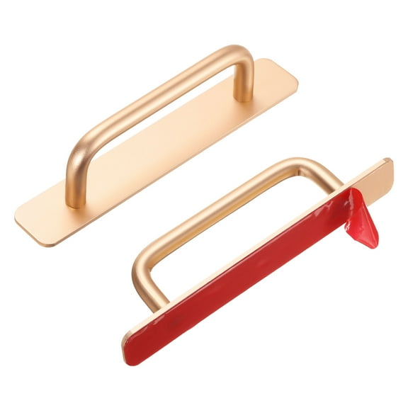 Uxcell 2pcs Adhesive Cabinet Handle 5.8" Drawer Handles Pulls for Closet Door, Gold Tone