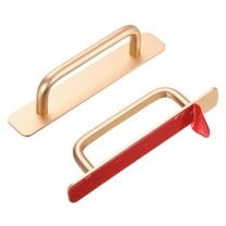 Uxcell 2pcs Adhesive Cabinet Handle 5.8" Drawer Handles Pulls for Closet Door, Gold Tone