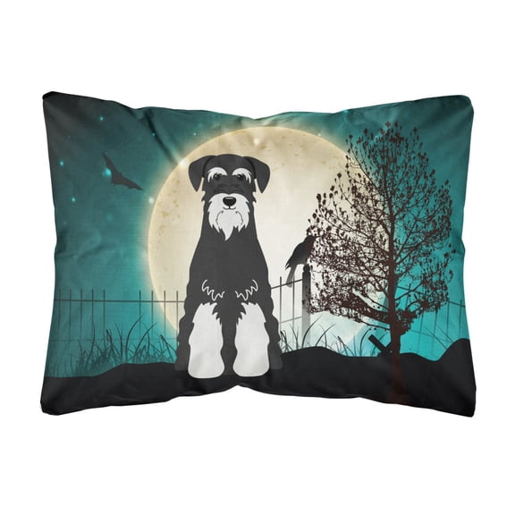 Carolines Treasures BB2223PW1216 Halloween Scary Standard Schnauzer Salt and Pepper Canvas Fabric Decorative Pillow, 12H