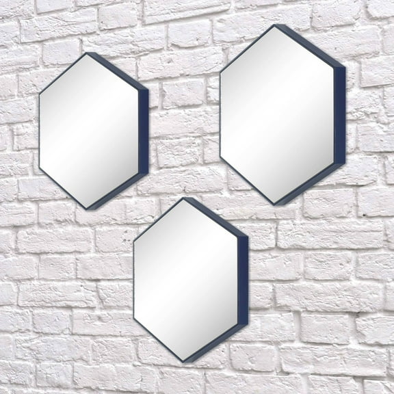 Sterling & Noble 3-Piece Honeycomb Mirror Set, Navy