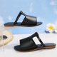 thumbnail image 4 of Zapatos Negros de Mujer de Moda Y Versátil Color Sólido Peep-Toe Plus Tamaño Primavera Y Verano Estilo Moderno Y Cómodo Open-Toe Zapatillas Planas Zapatos de Trabajo Blancos, 4 of 9