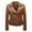 Brown, variant on XZNGL Womens Leather Lapel Slim Fitting Motorcycle Jacket Leather Jacket