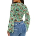 thumbnail image 3 of SCRAWLGOD Flower Horse Women Bell Sleeve Tops Size L Long Sleeve Lettuce Trim Shirts Summer Blouse Casual Flare Sleeve Blouse Suitable for Going Out Travel, 3 of 7