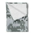 thumbnail image 2 of Camo Soft Flannel Fleece Throw Blanket, Digital Pixel Effect Modern Design Conceptual Commando Inspired Grey Toned, Cozy Plush for Indoor and Outdoor Use, 50" x 70", Grey Pale Grey Grey, by Ambesonne, 2 of 5