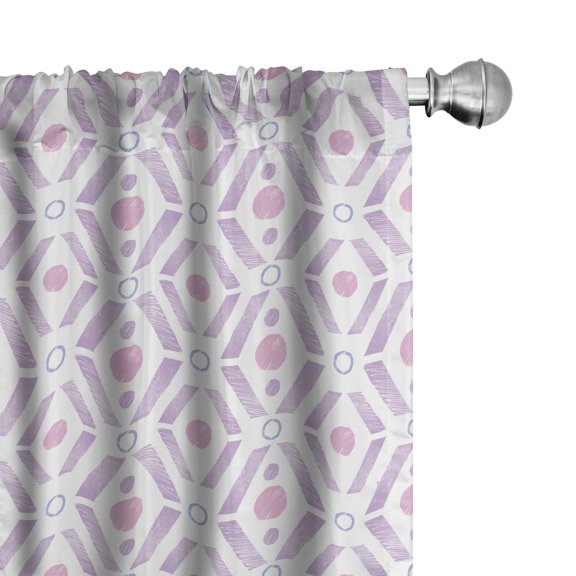 Ambesonne Purple Stripe Curtains, Grunge Rhombus Print, Pair of 28"x95", Pale Lavender Soft Pink