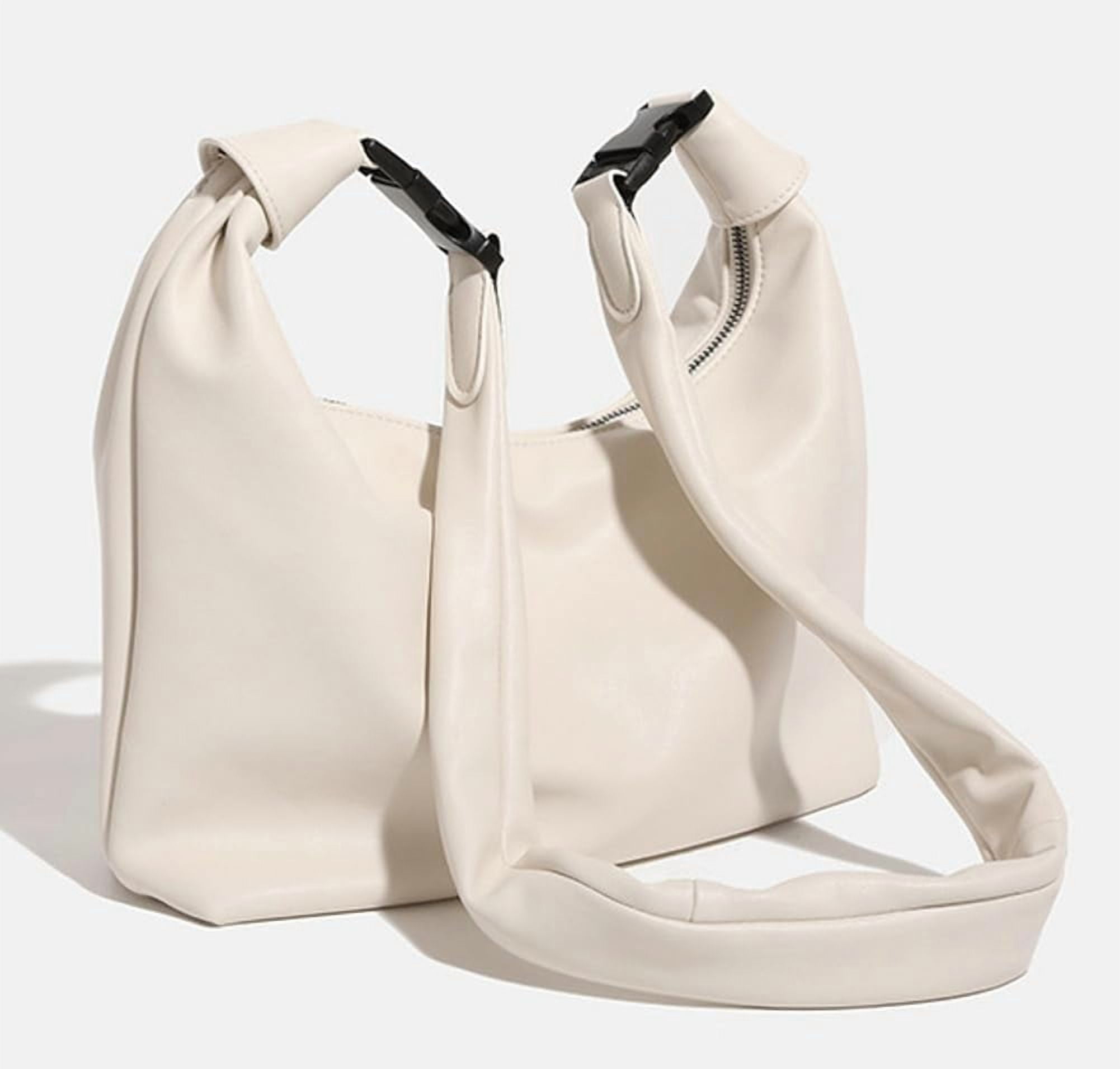 Slouchy PU Leather Underarm Shoulder Bag Women Hobo Bags Trendy Crescent Satchels Crossbody Phone Purse Tote Handbag 2024