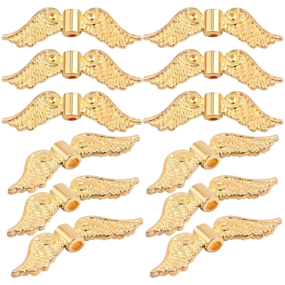 60pcs KC Golden Angel Wing Spacer Beads Metal Wing Loose Charm  for DIY Necklace Earrings Jewelry Making Handmade Decoration, Hole: 1.8 mm