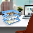 thumbnail image 3 of Acrimet Facility 3 Tier Letter Tray Side Load Plastic Desktop File Organizer (Clear Blue Color), 3 of 9