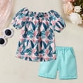 thumbnail image 2 of XZNPDUCQ Toddler Girls Outfits Cute Printed Sleeveless Tank Top and Shorts Set Summer Clothes Casual Elastic Shorts Summer 2Pcs T Shorts Set Dailywear Blue，4-5 Years, 2 of 5