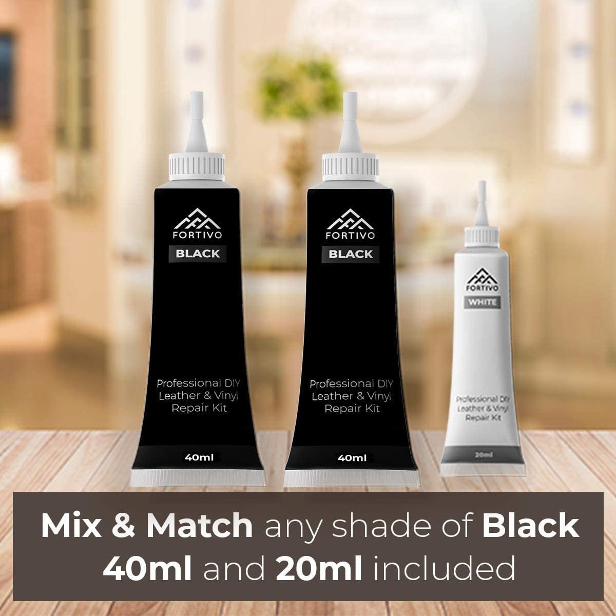 Black Leather and Vinyl Repair Kit - Furniture, Couch, Car Seats, Sofa, Jacket, Purse, Belt, Shoes | Genuine, Italian, Bonded, Bycast, PU, Pleather |No Heat Required | Repair &amp; Restore