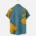 thumbnail image 5 of Mens Short Sleeve Hawaiian Tshirt World Map Print Button Up Tee Shirt Casual Bowling Shirt Lapel Beach Pocket Top, 5 of 6