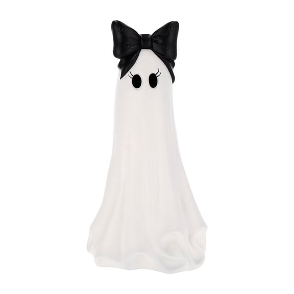 Halloween Large Ghost With Bow Tabletop Decoration,Ghost Figurine Ornament Indoor Halloween Home Decor, Seasonal Table Ornament Halloween Party Decor