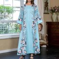 thumbnail image 2 of Funicet Robe Longue pour Femmes Été, Robe à Manches Longues, Mode Décontractée Imprimée à Manches Longues Col Rond Robe Cheville, Robe d'Été Décontractée pour Femmes, Robe à Manches 3/4 pour Femmes, 2 of 7