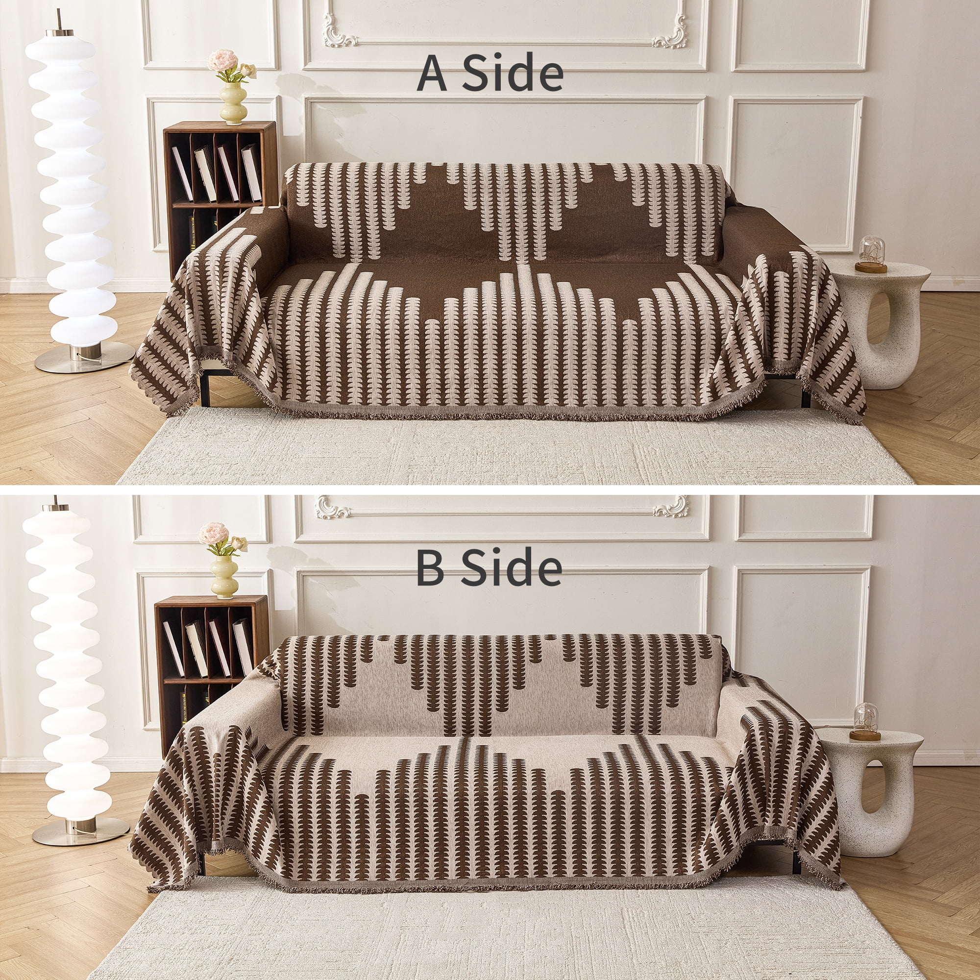 Smuge Sofa Cover, Couch Cover Protector Slipcover L Shape 3 Cushion Sofa Towel Sectional Throws Sofa Covers for Dogs Cats Home Decor(71"x 150", Light Coffee)