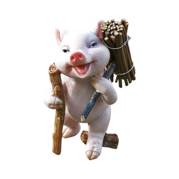 Figura de cerdo en miniatura, escultura de cerdo pequeño, estatua de jardín de cerdo lindo, cerdo realista Leña 95x55cm
