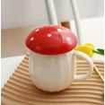 thumbnail image 3 of Mushroom Mug with Lid Coffee Mug Cute Mushroom Tea Cups 201-300ml, 3 of 4