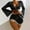 Black, variant on Njoeus 4 Piece Swimsuit for Women Bikini Push-Up Bras Panty Swimwear Casual Cover Up Skirt Bathing Suit Long Sleeve Open Coverup Tops Beachwear Set