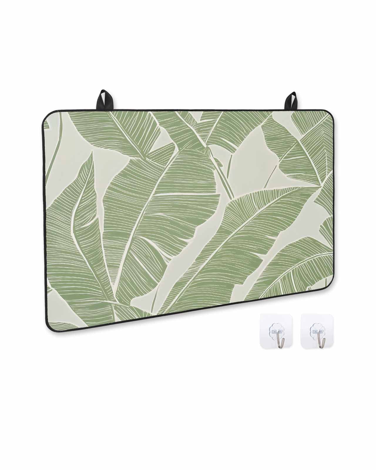 nqOlkjepod Large Induction Cooktop Protector Mat 24"x21", Green Palm Leaf Stove Top Covers for Electric Stove, Tropical Botanical Summer Decorative Stove Burner Cover Mats, Glass Top Stove Cover