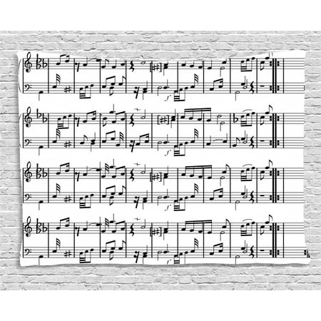 Music Decor Tapestry Musical Notes On The Clef Illustration