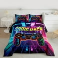 thumbnail image 2 of Manfei Neon Gamepad Queen Comforter Set 3 Pieces for Teen Boys, Gradient Stereoscopic Plaid Bedding Sets, Gaming Gamer Bedding Comforter Set, Microfiber Bedroom Decor, 2 of 8
