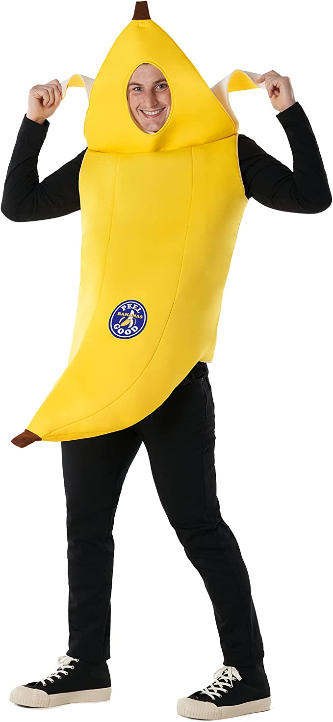 Morph Adult Banana Costume Mens Womens Peeling Banana Suit Funny Fruit Halloween Yellow Standard - image 3 of 6