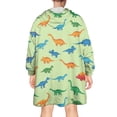 thumbnail image 2 of Wearable Oversized Blanket,LightGreen Multicolor Dinosaurs Wearable Blanket Hoodie for Adults,Cozy Hooded Blankets with Super Pockets,Super Warm Fuzzy Pullover for Women & Men, 2 of 6
