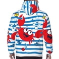 thumbnail image 7 of Fotbe Men's Hoodie with Red Funny Crab on Blue Stripe Pattern - Kangaroo Pocket Pullover Hooded Sweatshirt, Perfect for Daily Wear, Travel, and Home-4X-Large, 7 of 7