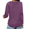 thumbnail image 4 of Floleo Clearance Womens Tops Long Sleeve Shirts Fall Clearance Fashion Woman Long Sleeve V-Neck Solid Zipper Blouse Autumn Causal Pullover Tops Purple, 4 of 6