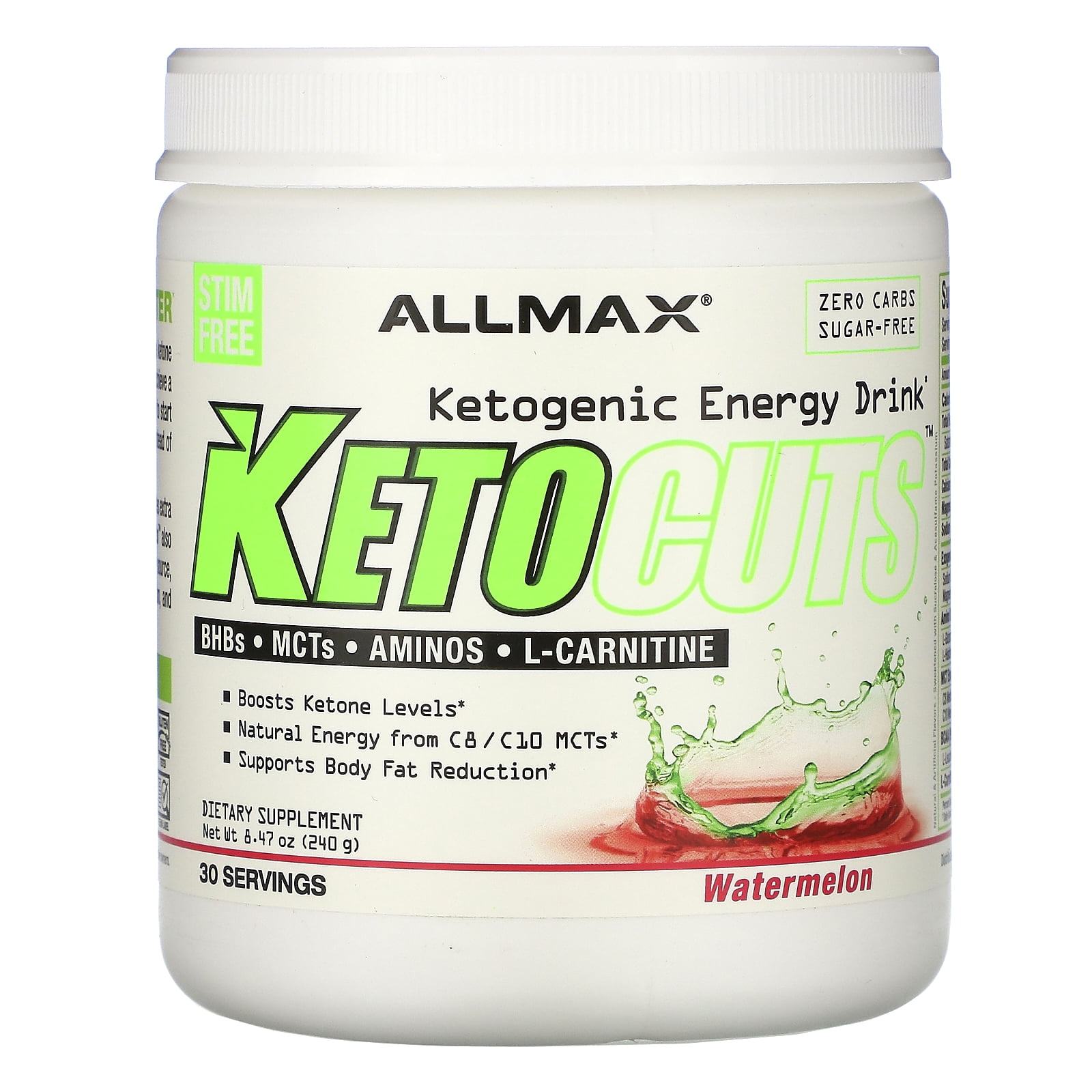 KetoCuts, Ketogenic Energy Drink, Watermelon, 8.47 oz (240 g), ALLMAX