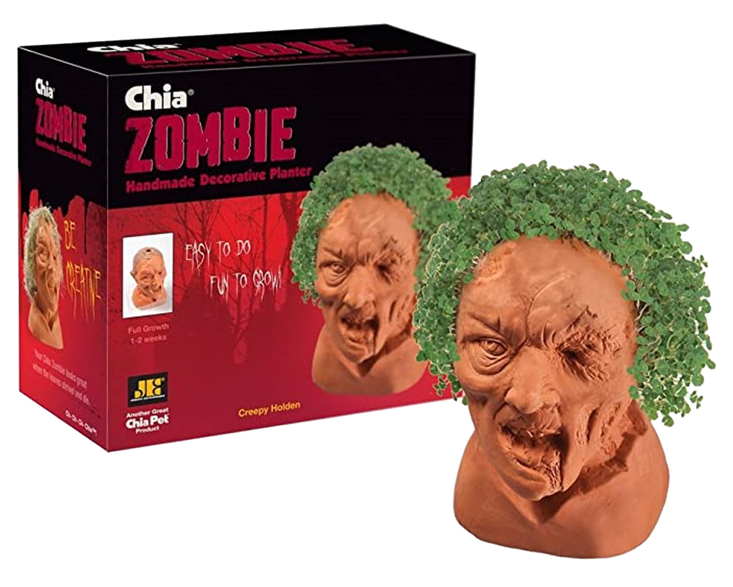 Chia Pet Zombie Creepy Holden - Decorative Pot Easy to Do Fun to Grow Chia Seeds