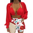thumbnail image 4 of Conjuntos de Camisas Para Mujer Estampado Floral Cintura Deportiva Traje de Cintura Moda Casual Traje de Tres Piezas Odeerbi ODB125459, 4 of 9