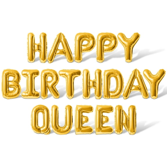 Letter Balloons - HAPPY BIRTHDAY QUEEN 16" Inch Alphabet Letters Foil Mylar Balloon Birthday Party Banner (Gold)