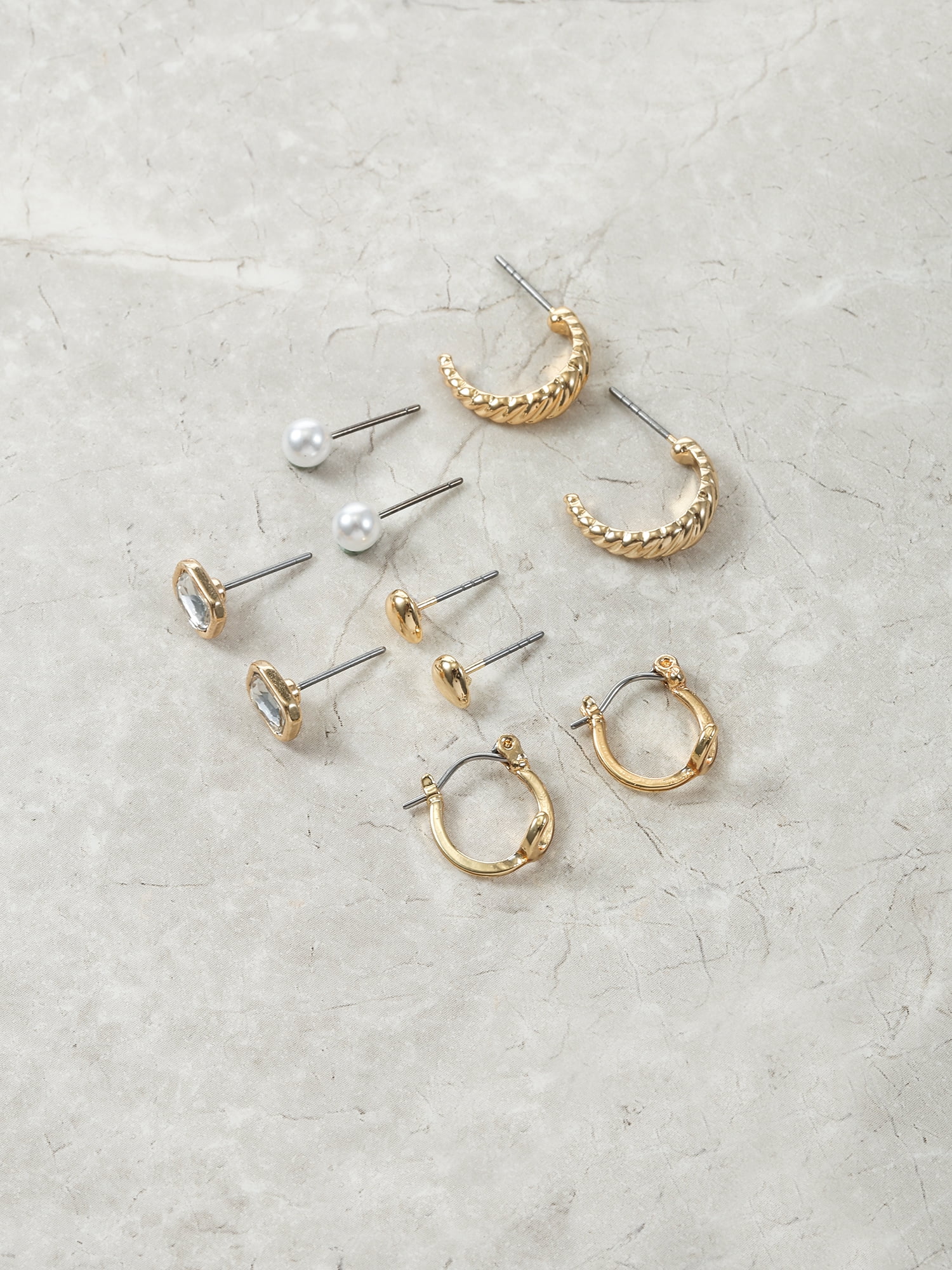Time and Tru Goldtone Multi Earring Set, 5 Pairs, Initial J