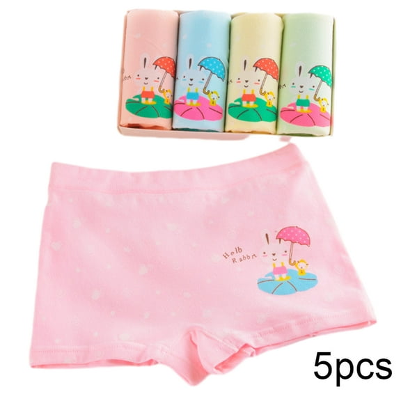 Godderr Kids Baby Cartoon Boxer Briefs Underwear for Girls 2-12Y Cartoon Soft Briefs Panties Baby Cute Boxer Briefs Shorts Panties 5-Pack