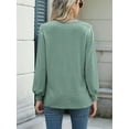 thumbnail image 6 of Long Sleeve Eyelet Tops for Women 2025 Spring Fall Crew Neck Shirts Casual Loose Blouse Trend Outfits Clothes Green M, 6 of 8