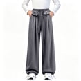 thumbnail image 3 of Rrxhxhs Pants for Girls Ruffle Drawstring Elastic Waist Loose Flowy Versatile Casual Joggers with Side Pockets,Gray,13-14 Years, 3 of 6