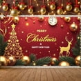 thumbnail image 5 of Red Theme Christmas Banner Silver Decoration New Year Banner Christmas Tree Design Reindeer Pattern Holiday Banner for Christmas Party New Year Celebration Holiday Decoration, 5 of 9