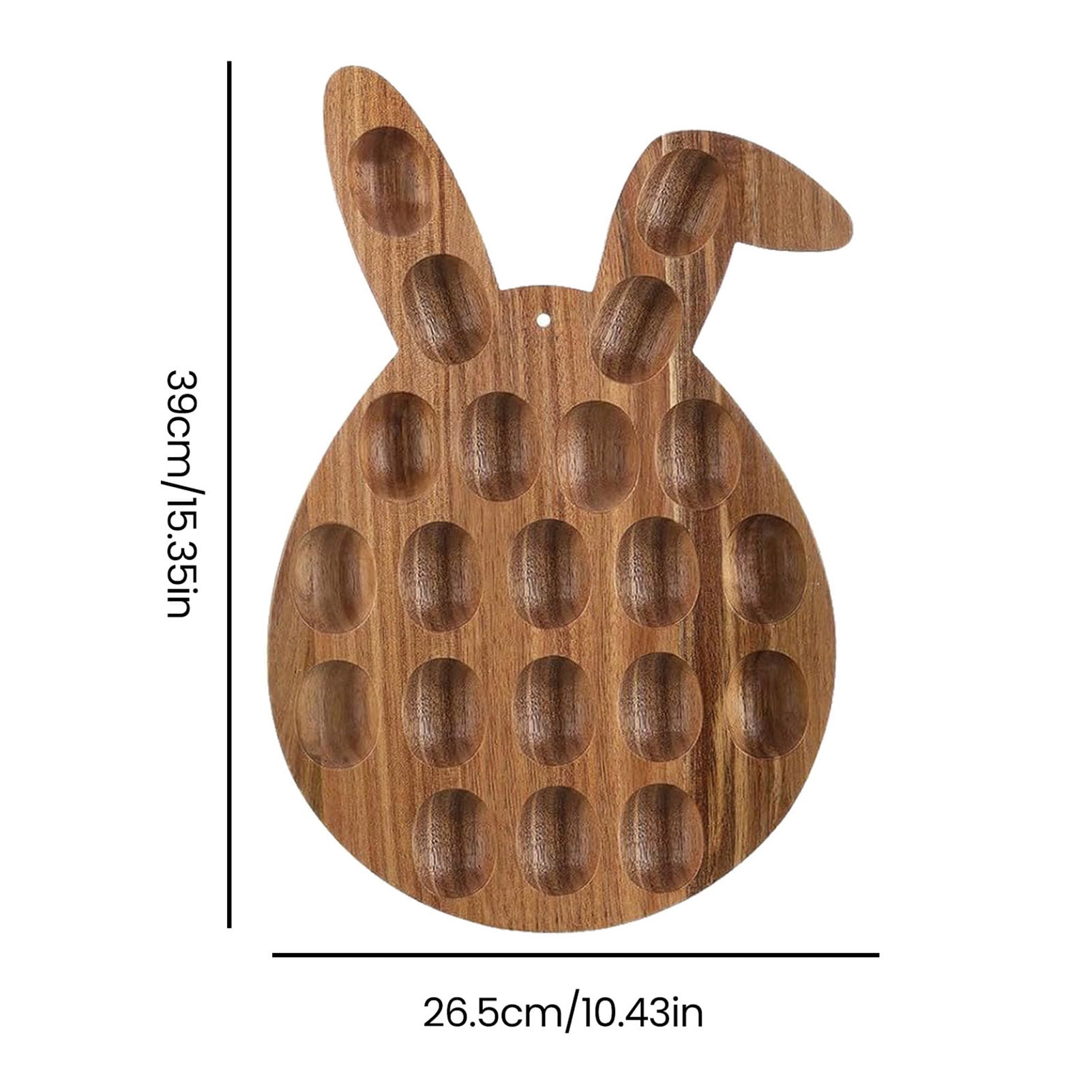 YIFAEUX Easter Deviled Egg Platter Bunny Shape Wooden Serving Tray 21 Holes Deviled Eggs Holder Serving Platter for Easter Party Spring Holiday