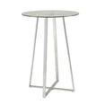 thumbnail image 1 of Benjara BM206515 Round Glass Top Metal Frame Bar Table with Angled Legs, Silver & Clear, 1 of 5