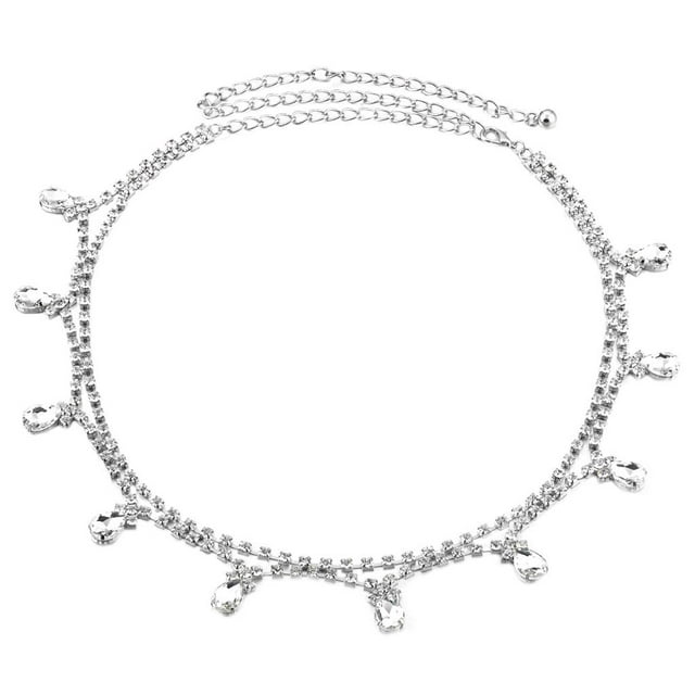 Señoras De Las Mujeres Correa De Diamantes De Imitación De Diamante Diamantes Cadena De La Cintura Hebilla De La Plata Estilo 1