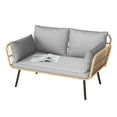 thumbnail image 3 of Dextrus All-Weather Wicker Loveseat with Soft Cushion, 2-Seat Rattan Sofa for Patio Furniture Set - Gray, 3 of 10