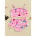 thumbnail image 4 of Genuiskids Infant Baby Girls 2 Piece Bikini Set Ice Cream Swimsuit Watermelon Bathing Suit Swimwear Sling Vest Ruffles Shorts, 4 of 9